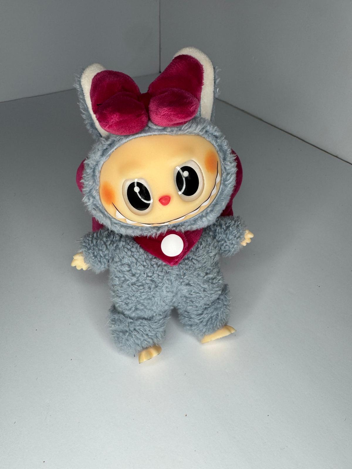 Labubu Cerise Pink Plush Outfit – Signature Bow & Winged Flair