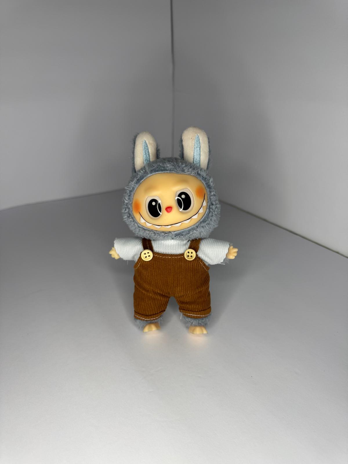 Labubu White-Brown Overalls Set – Whimsy Woven into Woodland Style