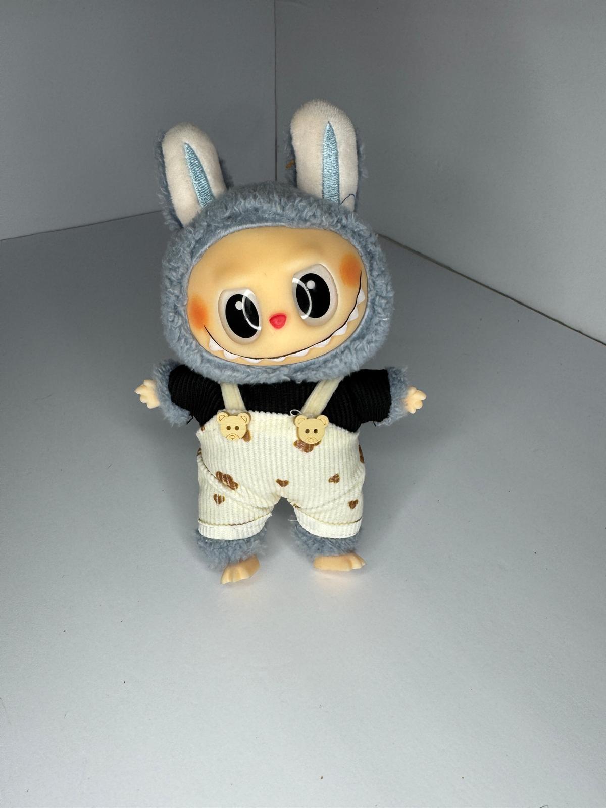 Labubu Black White-Flowery Overalls Set – Whimsy Woven into Woodland Style