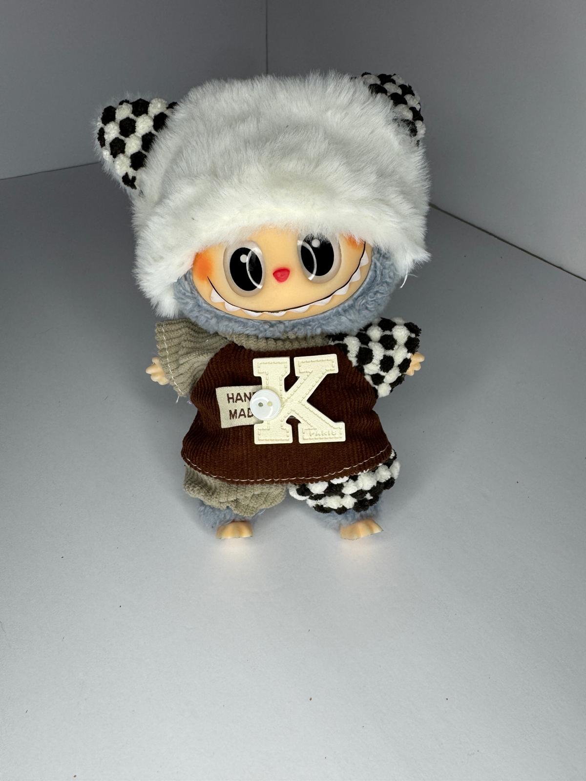 Labubu Ear Vest Set – Textured Neutrals with Handmade Flair