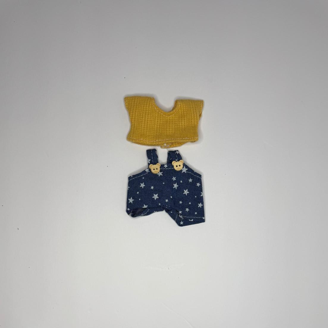 Labubu Yellow Blue-Starfly Overalls Set – Whimsy Woven into Woodland Style